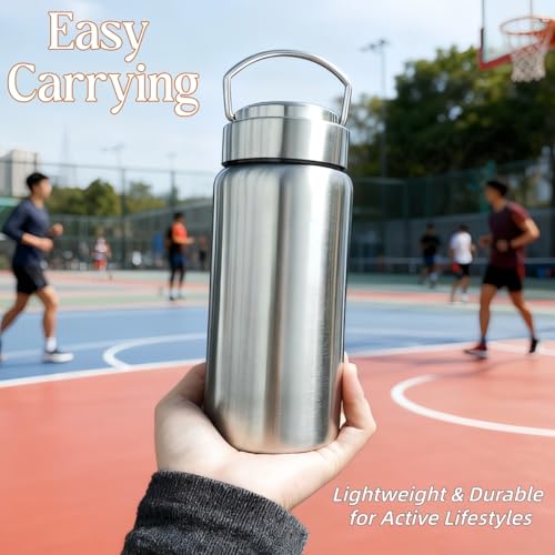 CDJ 20oz Uninsulated Single Wall Stainless Steel Water Bottle, Reusable Metal Water Bottle for Sports, Leakproof and Durable, Perfect for Hiking, Gym, Picnics, and Outdoor Activities - size: 20 Ounces