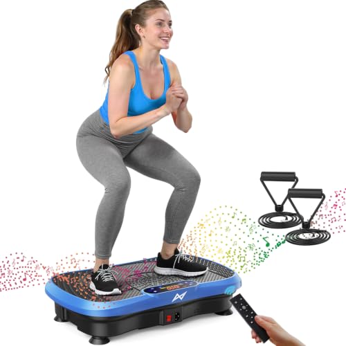 AXV Vibration Plate Fitness Platform Exercise Machine Vibrating Shaking Full Body Shaker Workout Vibrate Stand Shake Board Sport for Weight Loss Fat Burner for Gym Home Office - color: BT.PRO.BLUE