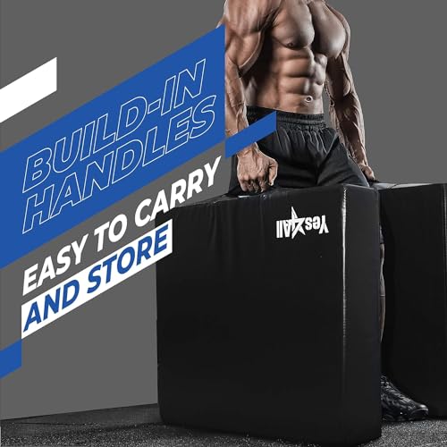 Yes4All Silencer Drop Pads/Weightlifting Drop Pads with PVC Cover & Easy Carry Handles – Sold in PairsVariation Theme - color: C. Blue/White - 6in