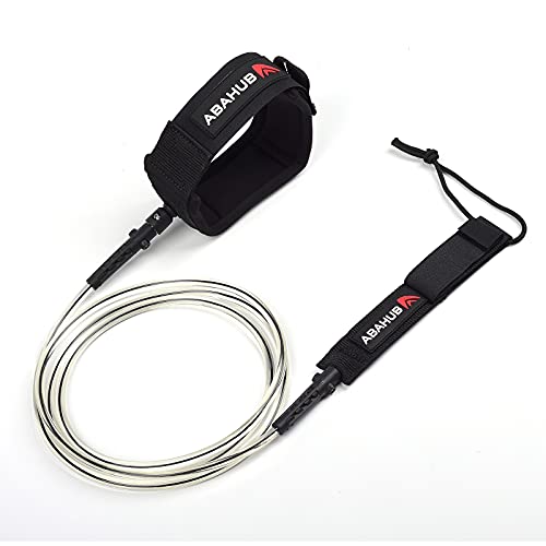 Abahub Surfboard Leash, 6/7/8/9/10 ft Straight Legrope Strap for Boards | Premium Surf Leash,Shortboard,Longboard,Durable,Tangle Free,Anti-Slip - color: Clear Black Core, size: 6ft & 5.5mm