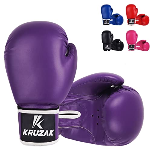 Kruzak Boxing Gloves for Men & Women, Sparring & Kickboxing Gloves, Muay Thai & MMA Gloves, 8-16 oz - color: Purple, size: 10 oz