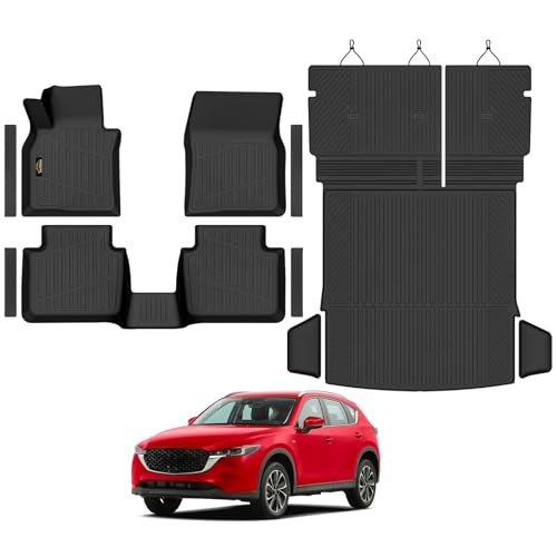 Floor Mats & Cargo Mat with Backrest Mat Custom for Mazda CX-50 2023-2025 2026 (Only Gas), Door Sill Guards, All Weather TPE Full Set Floor Liners Trunk Mat for CX-50 Fuel Accessories - size: For Mazda CX-50 Gas 2023-2026