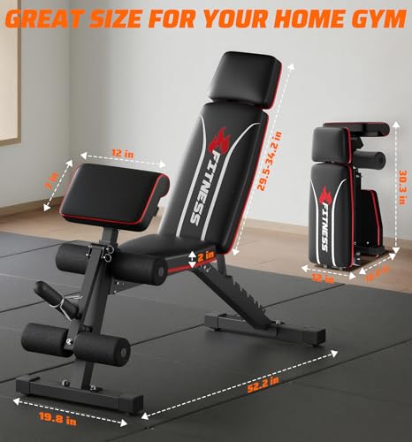 Workout Bench, Adjustable Weight Bench with Leg Extension and Extended Headrest, 900LBS, Incline Decline Flat Workout Bench for Home Gym Full Body Exercise