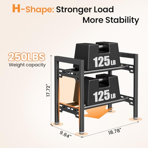 Upgraded Dumbbell Rack, 600LBS | 250LBS Heavy Duty Weight Rack for Home Gym, Weight Rack for Dumbbells & Kettlebells Organizer (Rack Only) - size: 2 Tier