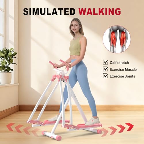 HOTWAVE Air Space Walker, Foldable Elliptical Exercise Machine | Gentle on Joints & Low-Impact. 350lb capacity. Cross trainer stepper. Home gym equipment. - color: Pink