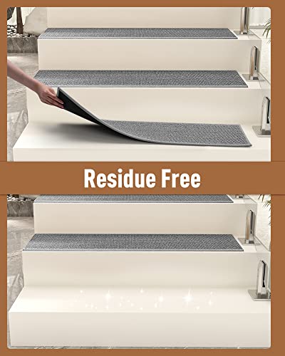PADOOR Non Slip Stair-Treads,Rubber Backing Stair-Runners for Wooden Steps,15PCS Residue Free Carpet Stair Treads for Kids and Dogs 8"x30" Grey - size: 15PCS, style: Grey