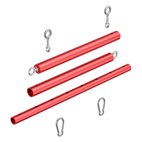 Spreader Bar Heavy Duty Stainless Steel Expandable Bar Home Gym with 4pcs Furry Crocodile Adjustable Strap,Sports Aid Training Pilates Aid Kit,Indoor Yoga Set - style: Red+Red Kit