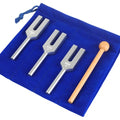 Angel Tuning Forks Set - 4096 Hz, 4160 Hz, 4225 Hz with Wooden Hammer and Velvet Bag for Yoga and Meditation Accessories - color: 4096 Hz, 4160 Hz, 4225 Hz - Silver
