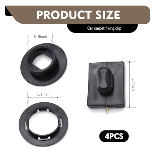 4 PCS Car Floor Mat Clips, Safety Anti-slip Carpet Fixing Clips, L-shaped Twist Lock Floor Mat Retainers, Universal Auto Interior Accessories, Universal for Most Cars, SUVs, Trucks (Black)