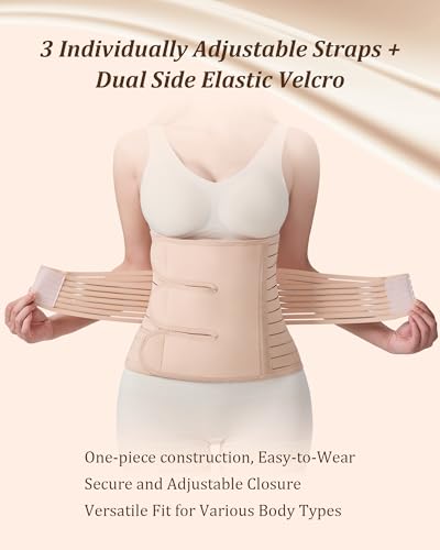 Postpartum Belly Band for Women: Adjustable Compression Wrap for Abdominal & Waist Support C-Section & Vaginal Birth Recovery Beige M - color: Beige, size: M (Belly 30.5"–37.5")