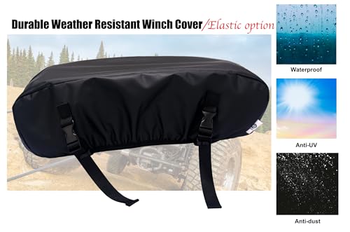 Small Winch Cover, Weather Resistant Dustproof Cover Ideal for Electric Winches 2500 to 5500 lbs, Heavy Duty Waterproof UV-resistant Winch Protective Cover, Indoor/Outdoor Use