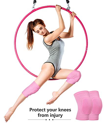 Eurzom 3 Pairs Dance Knee Pads Women Protective Non-Slip Knee Pads for Yoga Cheerleading Pole Floor Dance Volleyball - color: Black, Skin, Pink