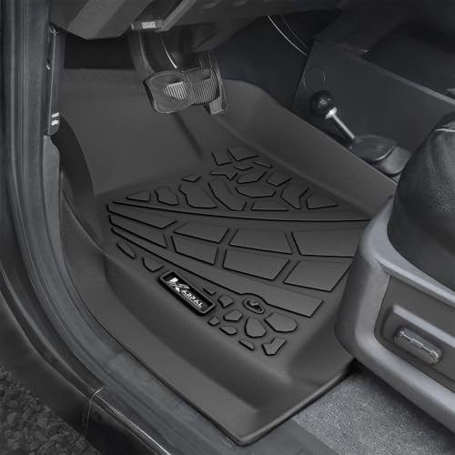 KARPAL Floor Mats for 1999-2007 Ford F250/ F350/ F450 Super Duty Crew Cab Carpet Floor, Custom Fit TPE All Weather Ford F250 Accessories 1st & 2nd Floor Liner - style: 1999-2007 | For Ford Super Duty F-250 | 1st & 2nd Row