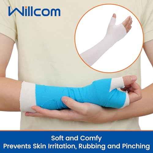 Hand Socks for Splint (Pack of 10) Wrist and Thumb Spica Wrap Liner,Arm Cast Cover Cotton Stockinette Sleeve for Under Brace for Women Men(Medium,3.23x12 inch) - color: White, size: M