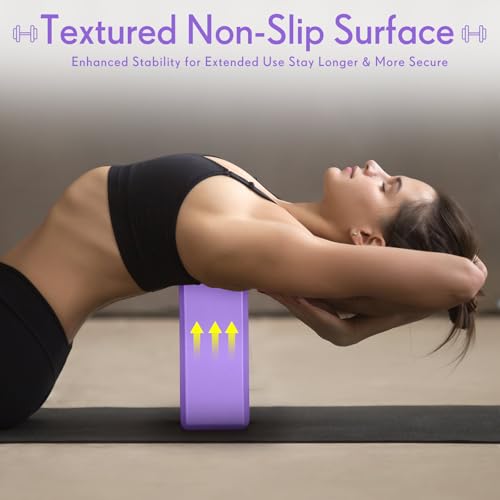 RoundFunny 4 Pack Yoga Blocks Non Slip Pilates Brick Foam Blocks Pilates Dance Gymnastics Workout Fitness Props Tool for Stretching Meditation and Exercise - color: Purple