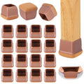 16-Pcs Square Silicone Chair Leg Floor Protectors, Thick & Durable | Protect Hardwood Floors from Scratches & Noise, Fit Dining Table & Bar Stool Legs (Fits 1-1/10" to 1-3/10") - size: L - 16 Pcs - Brown
