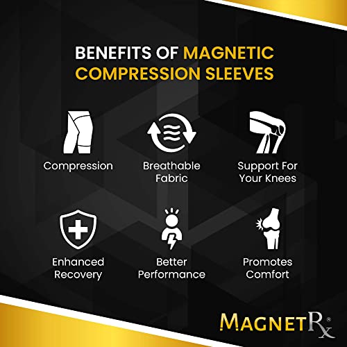MagnetRX® Magnetic Knee Sleeve – (2-Pack) Effective Compression Knee Brace with Magnets for Comfort & Recovery – Magnetic Brace Support (X–Large) - size: X-Large (Pack of 2)