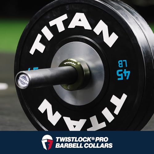 Titan Fitness TwistLock Pro Aluminum Barbell OD Green Collar Set, 59.5mm-51.5mm Sleeve Diameter, Quick Release Olympic Barbell Clamps, Pair of Magnetic Aluminum Weight Clips with Easy-Grip Knurling - color: OD Green
