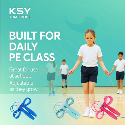 KSY Kids Jump Rope (Crystal Series) – Durable PVC Jump Rope for Kids Ages 6-12 – Lightweight, Adjustable, and Tangle-Free – Made in Korea - color: Mint