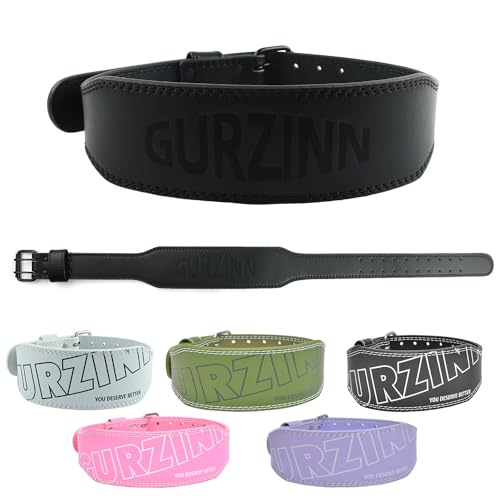 9mm Leather Fitness Weight Lifting Belt for Women&Men with 4 Inches Padded Lumbar Support for Power Lifting Workout & Squats Exercise - color: B-Black, size: Small