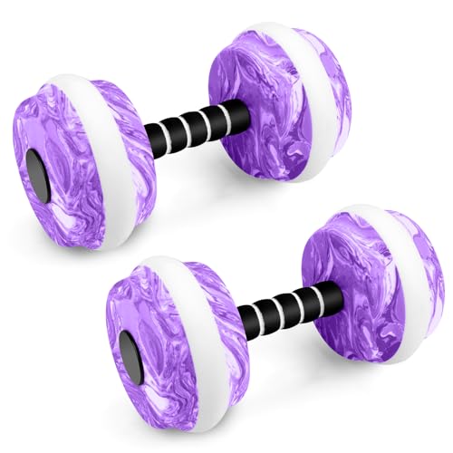 Aquatic Exercise Dumbbells, 2PCS Water Weights for Pool Exercise, Water Aerobics Equipment, High-Density EVA-Foam Pool Weights Dumbbells for Weight Loss, Pool Fitness, Water Exercise - color: Purple