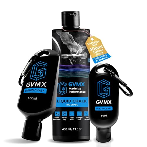 50ML/100ML/400ML Superior Grip Premium Liquid Chalk. Long Lasting Mess-Free Gym Chalk for Weightlifting, Gymnastics, Climbing. Fast Drying Refillable Gym Accessories. Package May Vary. - style: 400ML + 100ML - 1 Pack