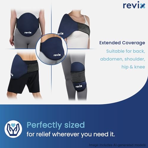 REVIX Extra Large Lower Back Ice Pack Wrap, 2 Pack Gel Wrap for Lumbar | Reusable Cold Gel for Sciatica & Waist Relief, 13.4 x 11 in, Hands-free Lumbar Wrap for Men & Women, Blue - color: Blue