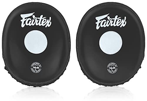 Fairtex FMV15 Muay Thai Boxing Focus Punch Mitts | Premium Syntek Leather Boxing Mitts-Lightweight & Durable Microfiber | Curved Design for Precision, Shock Absorbent & Enhanced Accuracy - color: Black