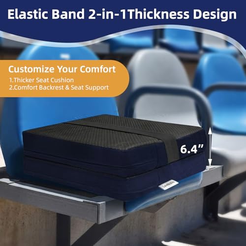 2 PCS Stadium Seat Cushions,Portable Waterproof Bleacher Pads with Handle,2.2" Foam Stadium Pads with 900D Oxford & Water-Repellent Lining for Indoor Outdoor Events - color: Navy, size: 3.2''