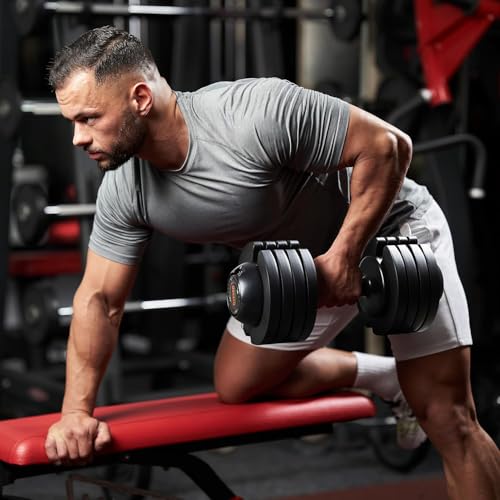 ALTLER Adjustable Dumbbell Set, 25/52LB Pair with Tray for Workout Strength Training Fitness, Adjustable Weight Dial Dumbbell with Anti-Slip Handle and Weight Plate for Home Exercise - size: 52LBS PAIR