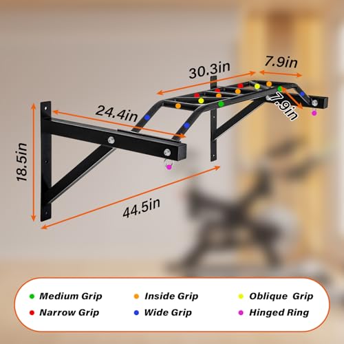 Multifunctional Wall Mount Pull-Up Bar Fitness Equipment,Chin-Up for Indoor Home Gym Workout,Supports to 440 Lbs - style: type A