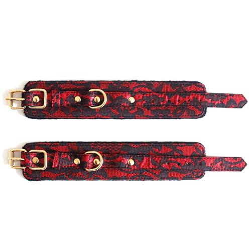 Spreader Bar Wooden Black PU Bar Home Gym with 2pcs Furry Black Adjustable Straps,Sports Aid Training Fitness Gear Pilates Aid Kit,Indoor Yoga Set - style: Lace Red+Red Kit