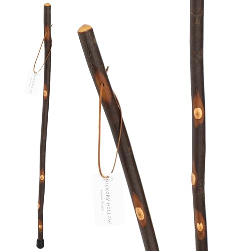 Handmade Wooden Walking Cane for Men Women Seniors with Genuine Leather Wrist Strap for Hiking, Walking and Outdoor Trekking - Made in USA - size: 40"- Kids, style: Ole Hickory