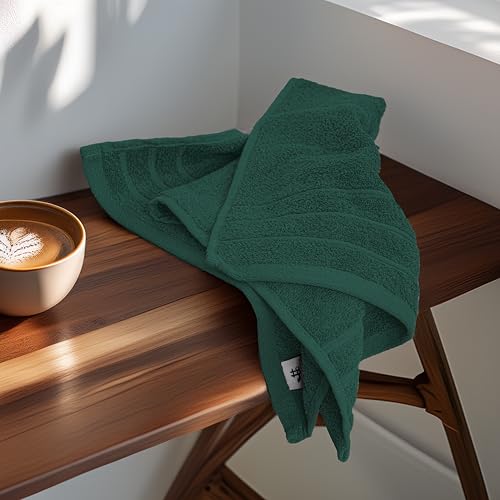 Tens Towels Pack of 6 Hand Towels, 100% Cotton, Lighter Weight, Quick to Dry, 16 x 28 Inches, Super Soft & Absorbent, Perfect for Bathroom & Kitchen (Hunter Green) - color: Hunter Green