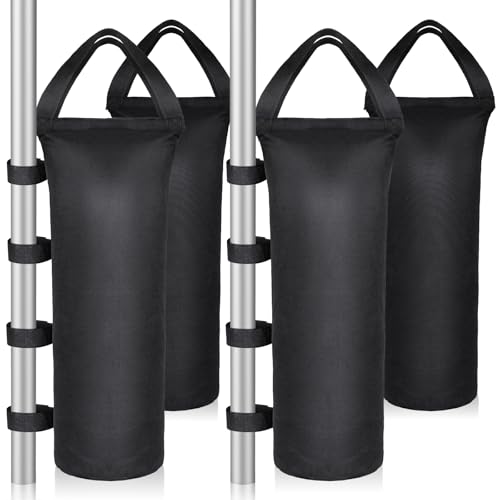 4 Packs Sandbags Weight Bags, 112 LBS Large Sandbags for weight, Cylindrical Heavy Duty Sand Bags for Beach Canopy, Pop Up Tent, RV Awning, Picnic Table, Umbrella Base, Gazebos, Trampoline Stakes - color: Black