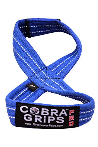 Deadlift Straps Figure 8 Loop Lifting Straps The #1 Choice for Power Lifters weightlifters workout Enthusiasts - color: Blue, size: 60 cm Up to 6.0" Wrist Circumference