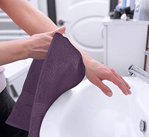 Utopia Towels 6 Pack Premium Hand Towels Set, 16 by 28 inches, 100% Ring Spun Cotton, Ultra Soft and Highly Absorbent 600GSM Towels for Bathroom, Gym, Shower, Hotel, and Spa, Plum - color: Plum, size: 6 Hand Towels
