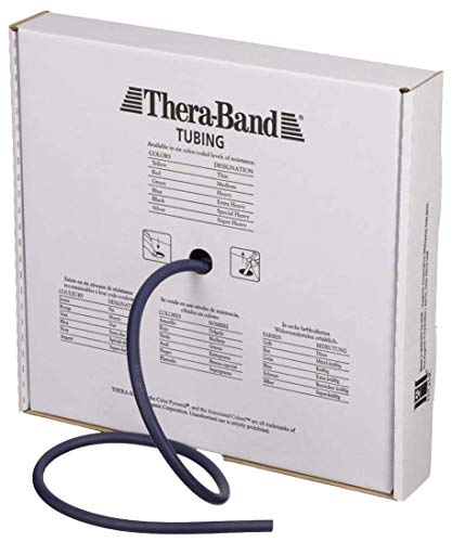 THERABAND Latex Resistance Tubing, Blue, Extra Heavy, Level 4, 25 ft Roll, Professional Grade for Upper and Lower Body Workouts, Cut-to-Length, Color-Coded Resistance Levels - color: Level 4 / Extra Heavy - Blue, size: 25 Foot