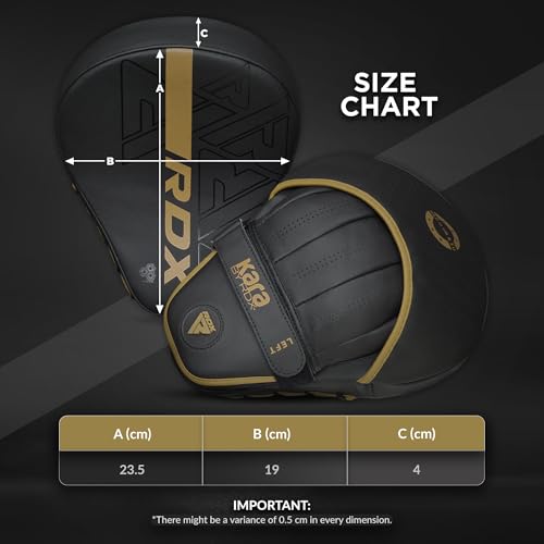 RDX Boxing Pads and Gloves Set, Maya Hide Leather Kara Hook and Jab Curved Focus Mitts with Punching Gloves for MMA, Muay Thai, Kickboxing Coaching, Martial Arts - color: Golden, size: 16OZ