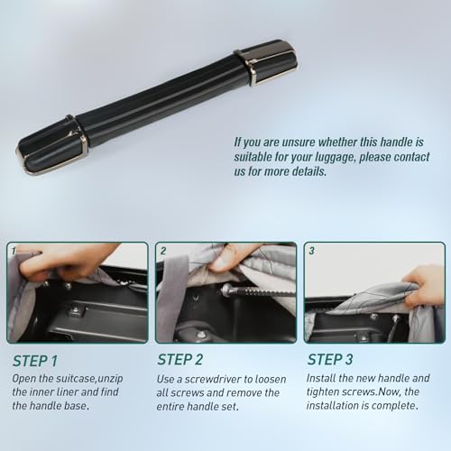 Luggage Replacement Handle, Suitcase Spare Grip, Travel Bag Repair Part | Ergonomic grip design, sturdy construction, comfortable hand feel, suitable for luggage repair and travel bag replacement - style: RB-009 Nickel Black