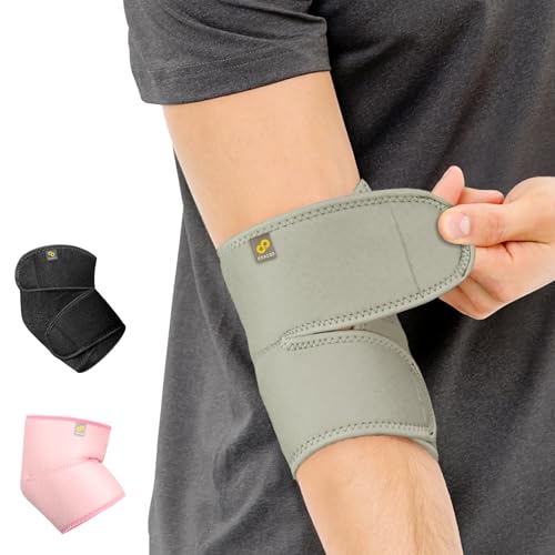 Bracoo Elbow Brace for Tendonitis Women Men, Tennis Elbow Compression Sleeve Wrap Support, Golfer's Elbow, Bursitis, Sprains, Strains, Sports Injury Recovery Joint, Arthritis Pain Relief, ES10 - color: Grey