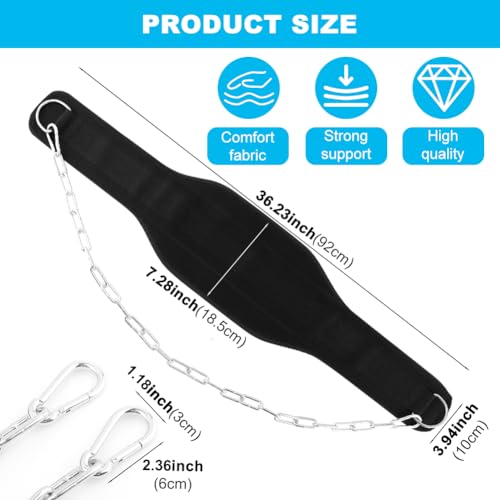 Dip Belt for Weightlifting,Weighted Pull Ups Belt with Chain,Weightlifting Belts for Men Women,Gym Workout Waist DipBelt for Weight Lifting,Squat,Training,Fitness Weight Belts
