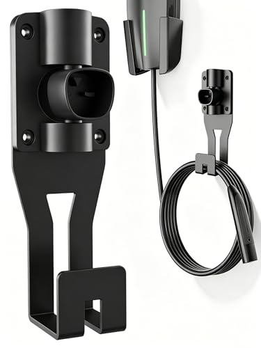 SEVEN SPARTA 180°Swivel Charging Cable Holder Compatible with Tesla Charger | 180° Swiveling Holster, Organizer for Save garage space, Compatible with Tesla Model 3 Y X S Cybertruck Mobile Wall Connector - color: Swiveling Black