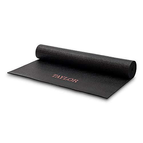 Weddingstar Customizable No-Slip Black Yoga Mat - color: Classic Monogram
