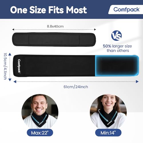 Comfpack Neck Ice Pack Wrap, Cervical Ice Pack, Flexible Gel Ice Pack for Neck, Hot & Cold Compress Ice Pack for Injuries, Sore Neck, Tonsillectomy, Thyroidectomy, Surgery Recovery, Office Pressure