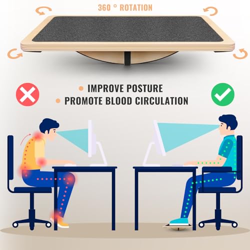 Balance Board Professional Wobble Board for Adults Anti-Slip 350LBS Balance Boards for Physical Therapy Standing Desk Core Strength Wooden Balance Board Rocker Board - color: 360° Balance Board