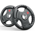 Gikpal Olympic Weight Plates, 2-Inch Three-Grip Rubber Coated Barbell Plates with Steel Hub, Cast Iron Weights for Strength Training & Home Gym, Pair or Sets (2.5–45LB) - style: 2 X 15LBS