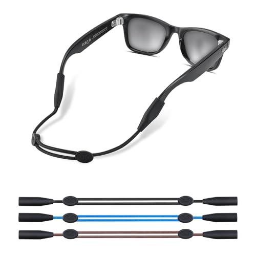Glasses Strap for Ray-Ban Meta and Wide Frame Glasses –Adjustable Sunglasses Straps Cords for Men Women kids-Eye Glasses Holders, Eyewear Retainer Accessories-3pcs 14in Black/Brown/Blue - color: 3pcs Black/Brown/Blue