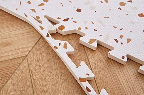 Extra Large Baby Playmat, Non-Toxic EVA Foam, 176cm x 117cm Interlocking Tiles, Easy Clean Crawling Mat for Babies, Infants, Toddlers, Tummy Time (Terrazzo Brown) - color: Brown