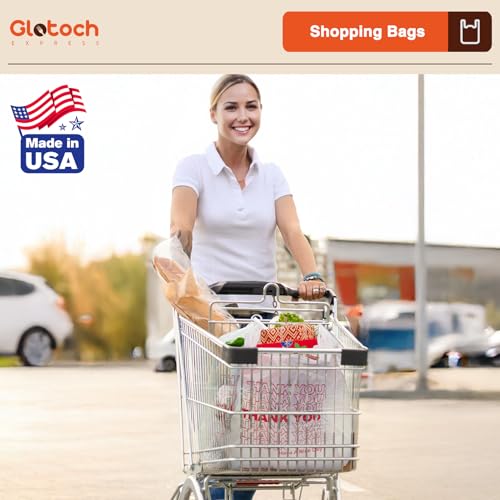 Glotoch 10000 (10K) Count Plastic Thank You Bags for Small Business in Bulk, 11.5 x 6.5 x 21" White Grocery Bag with Handles for Restaurant, Retail, Takeout, Convenience Stores, Shopping T-shirt bags - color: White, size: 10000 Count